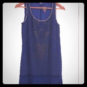 Royal Blue Beaded Vince Camuto Flapper Dress